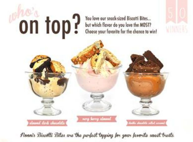 Be sure to visit Nonni's Biscotti on Facebook and Twitter.