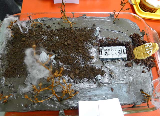 Graveyard Cake with Grape stems for sad looking trees