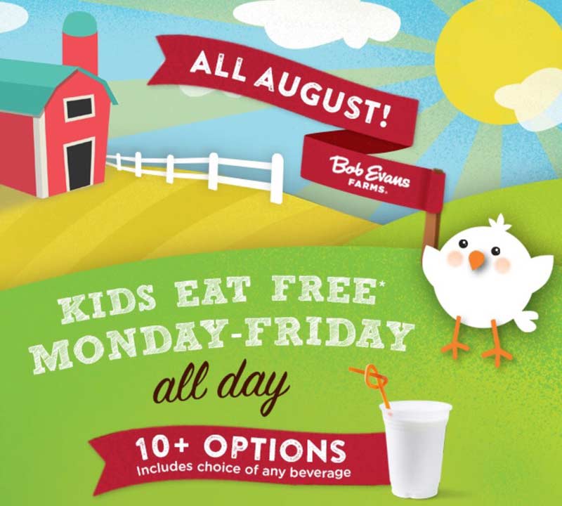 Kids Eat FREE at Bob Evans in August! Akron Ohio Moms