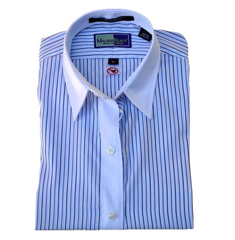 Silverts SV40000 Magnetic Buttons Dress Shirt For Men-Arthritis-Multi Blue  Check-Extra Large