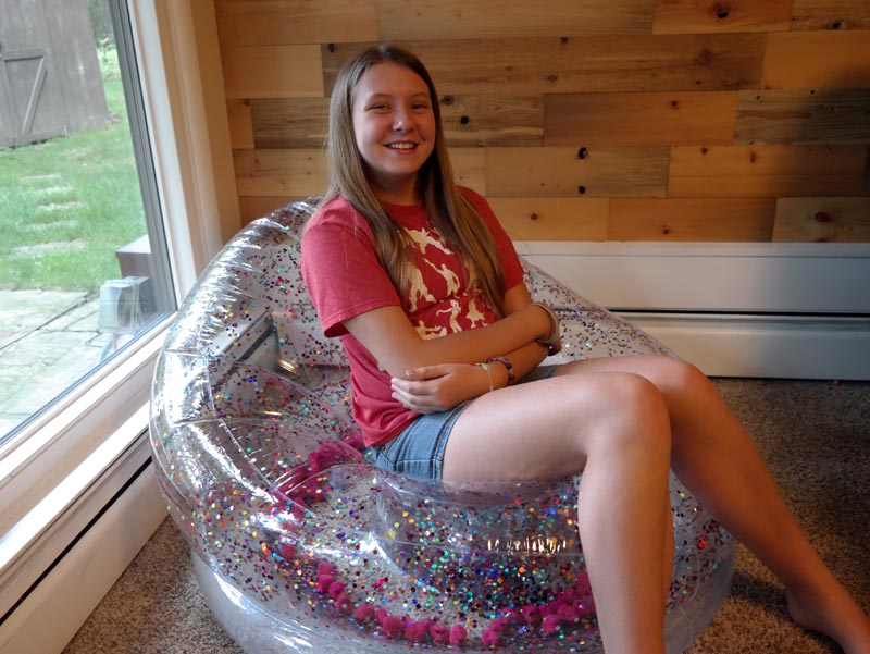 Extra Seating & FUN with Glitter & Pom Inflatable Chair - Akron Ohio Moms