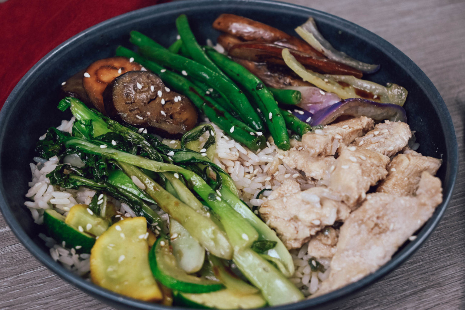 Baby Bok Choy and Eggplant in Garlic Sauce Vegetable Bowl Recipe