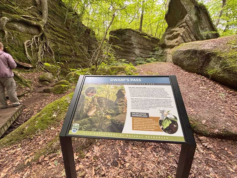 Dwarf's Pass Boulder Tunnel at Nelson Ledges in Ohio.