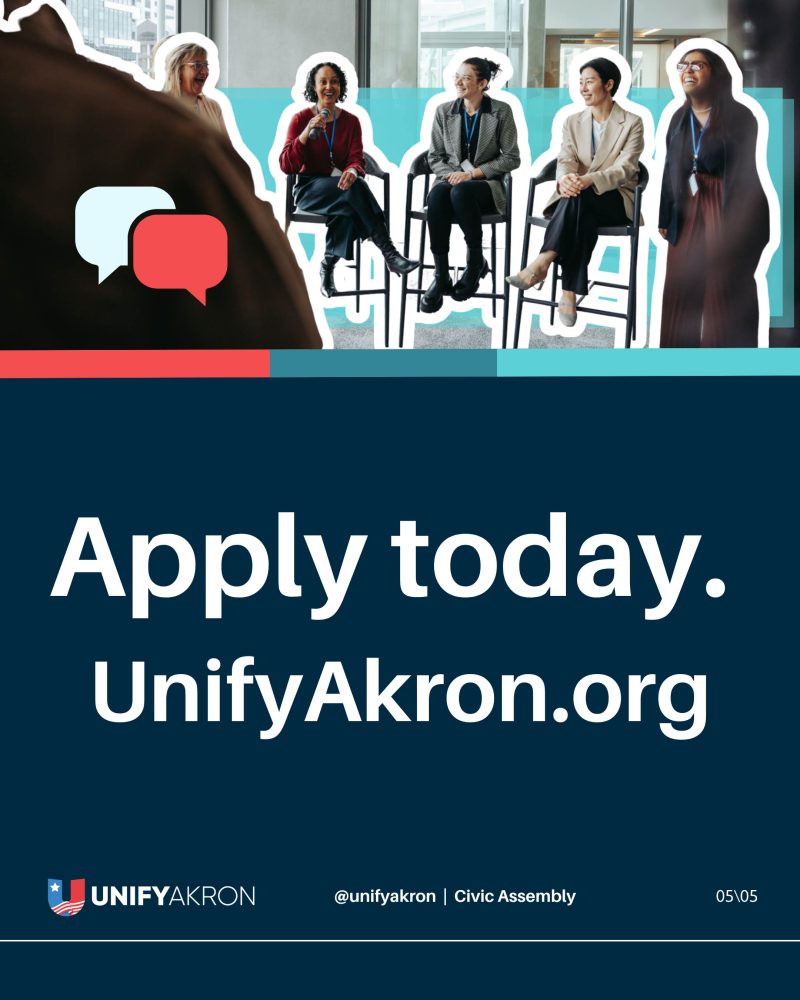 Call to action to apply for the Unify Akron housing lottery before the deadline.