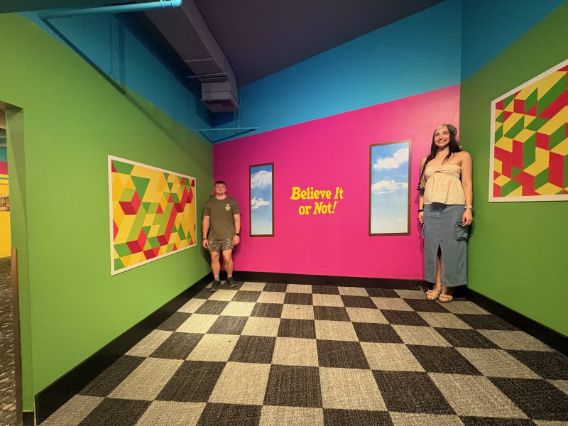 Optical illusion at Ripley's Gatlinburg showing the size distortion effect.