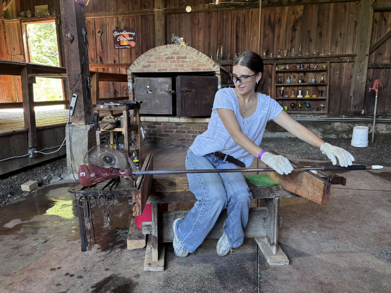 Glassblowing class Akron Ohio Hale Farm Village Ohio glassblowing