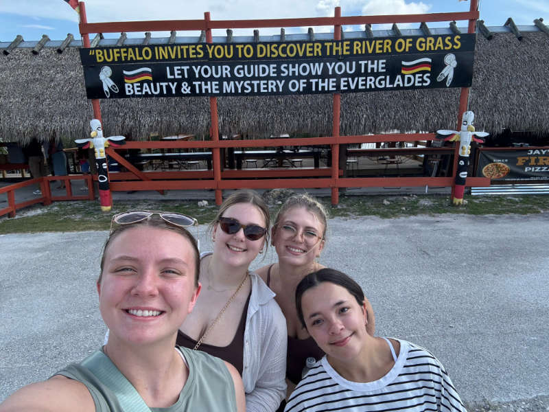 young women at Buffalo Tiger Airboat Tours in the Everglades - Miami, FL
