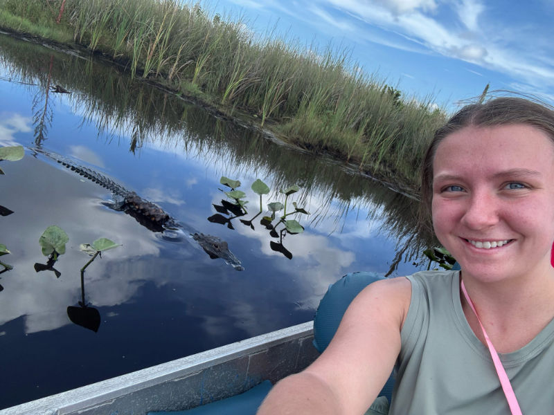 Selfie with an Alligator on Buffalot Tiger Airboat Tour
