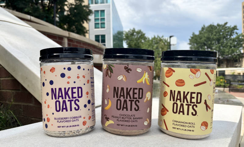 picture of Naked Oats containers at Akron University campus